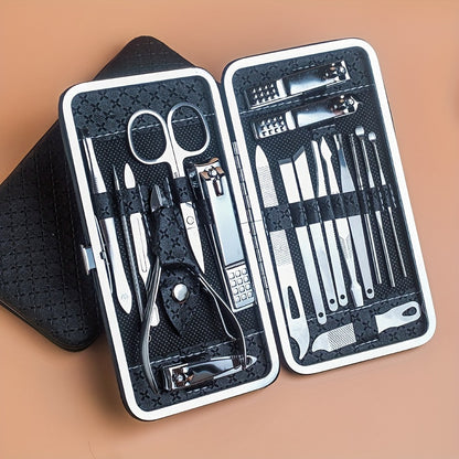 Professional Manicure And Pedicure Set, Nail Clipper Nail Cutter Nail Files Ear Spoon, Beauty Tools Grooming Set with Portable Case, for Nail Care, for Household And Travel Beauty Fashion