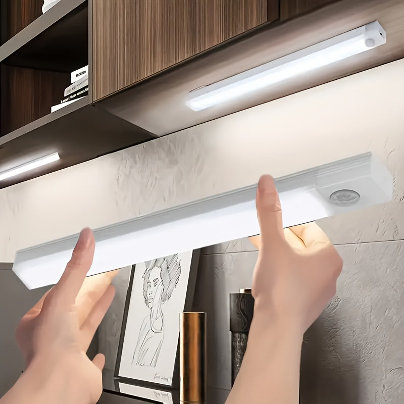 1pc Wireless LED Under Cabinet Light with Motion Sensor, Ultra-Thin Magnetic Strip, USB Rechargeable, PVC Lamp Body, Indoor LED Lighting for Kitchen, Stairs, Hallway, Wardrobes - Ideal for Christmas & Thanksgiving Gifts Beauty Fashion