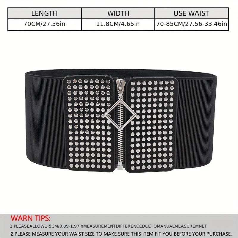 Wide Elastic Studded Belt Female Waist Gothic Plus Size Stretch Girdle Ladies Long Belts For Women Corset Waistband Beauty Fashion