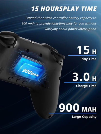 Wireless Controller for Switch OLED Console Pro Gamepad with Rechargeable Battery Programmable Turbo Function RGB Light