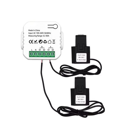 Tuya Smart Zigbee Energy Meter Bidirection 1, 2 Channel with Current Transformer Clamp App Monitor Power 80A 110V/240V 50/60Hz