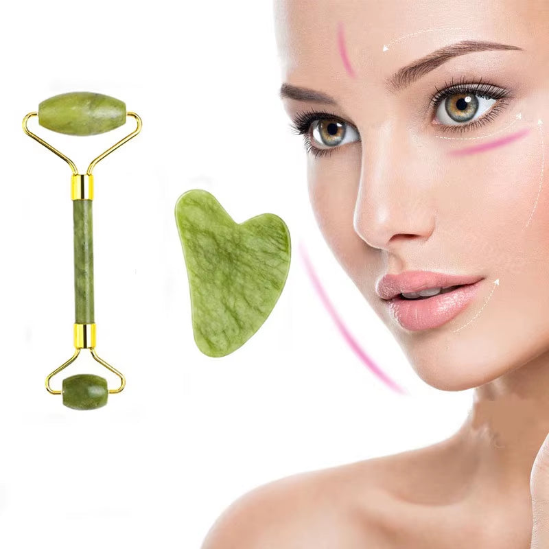 2PCS Gua Sha Facial Stone Roller for Face Stone Gowoman Gousha Tool Stone for the Face Roller Massager Gua Sha Visage LBHL07