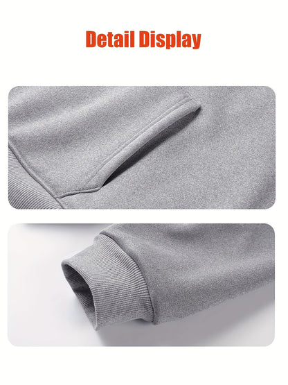 5 Heating Zones Heated Hooded Sweatshirt For Men – Autumn/Winter Outdoor Sport Pullover With Kangaroo Pocket – Battery Pack Not Included Beauty World Shop