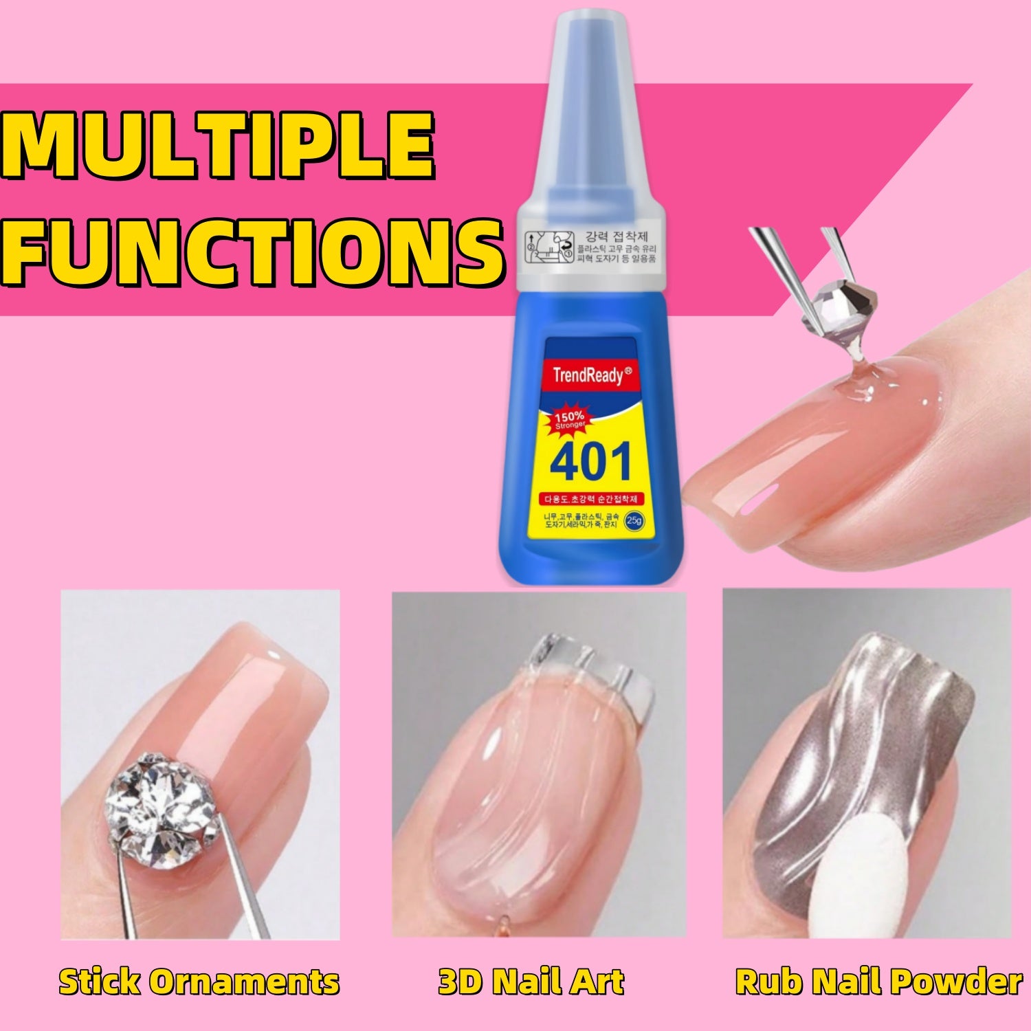 TrendReady 25g Nail Glue - Extreme Hold For Fake Nails & Tips, 30+ Days Wear, Smudge Proof, Salon Quality Kit Beauty World Shop