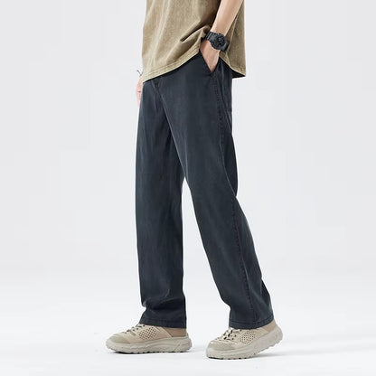 Mens Lyocell Thin Loose Straight Jeans 2025 Summer Autumn Trendy Comfortable Breathable Casual Pants plus Size 5XL