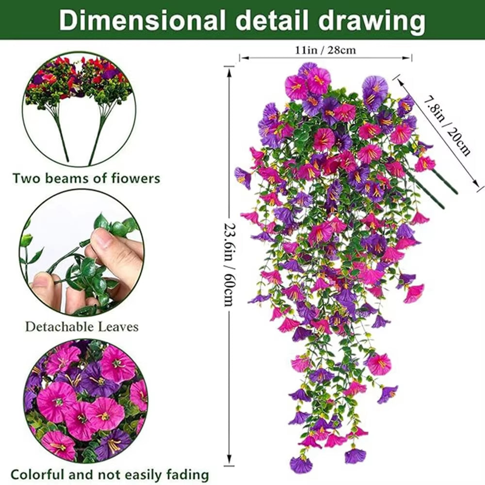Artificial Flowers Rattan Morning Glories Vines Outdoor Wedding Wreath Bridal Arch Home Room Yard Festival Decor Diygarden Party