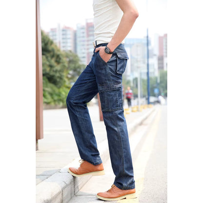 High Quality Men'S Jeans Multi Pocket Denim Cargo Pants Oversized Casual Pants Men Clothing Loose Trousers 29-44 A2F125