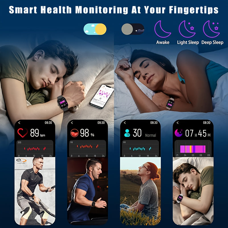 New Multi-functional Smartwatch, 1.83-inch Full Touch Screen, Built-in Microphone And Speaker HD Call, Music Playback, Multi-sport Mode Sports Watch, Step Counting Sleep Monitoring, Suitable for iPhone/Android Phones, Suitabl Beauty World Shop