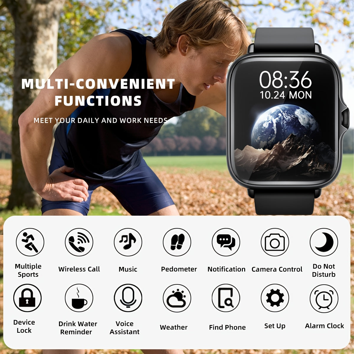 Sports Smart Watch, 1. 83'' Full Touch Screen Display with Message, Answer Make Call Smartwatch, Sleep Monitoring, Sports Pedometer, Information Alerts, for iPhone Android Phones, Smartbands Fitness Watch for Women Men Friend Beauty Fashion