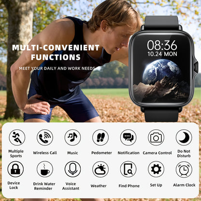Sports Smart Watch, 1. 83'' Full Touch Screen Display with Message, Answer Make Call Smartwatch, Sleep Monitoring, Sports Pedometer, Information Alerts, for iPhone Android Phones, Smartbands Fitness Watch for Women Men Friend Beauty Fashion