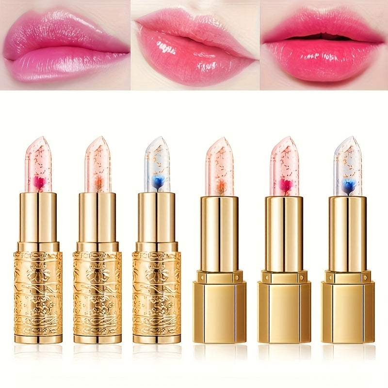 6 Pack Color-Changing Lipstick & Gloss Set - Flower Jelly Lip Balm with Magic Temperature Effect | Long-Lasting Hydrating & Nourishing Combo (Pink) Beauty World Shop