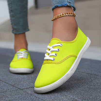 Women's Casual Canvas Sneakers, Low-Top Lace-up Walking Shoes, Lightweight & Comfort Sport Shoes Beauty World Shop