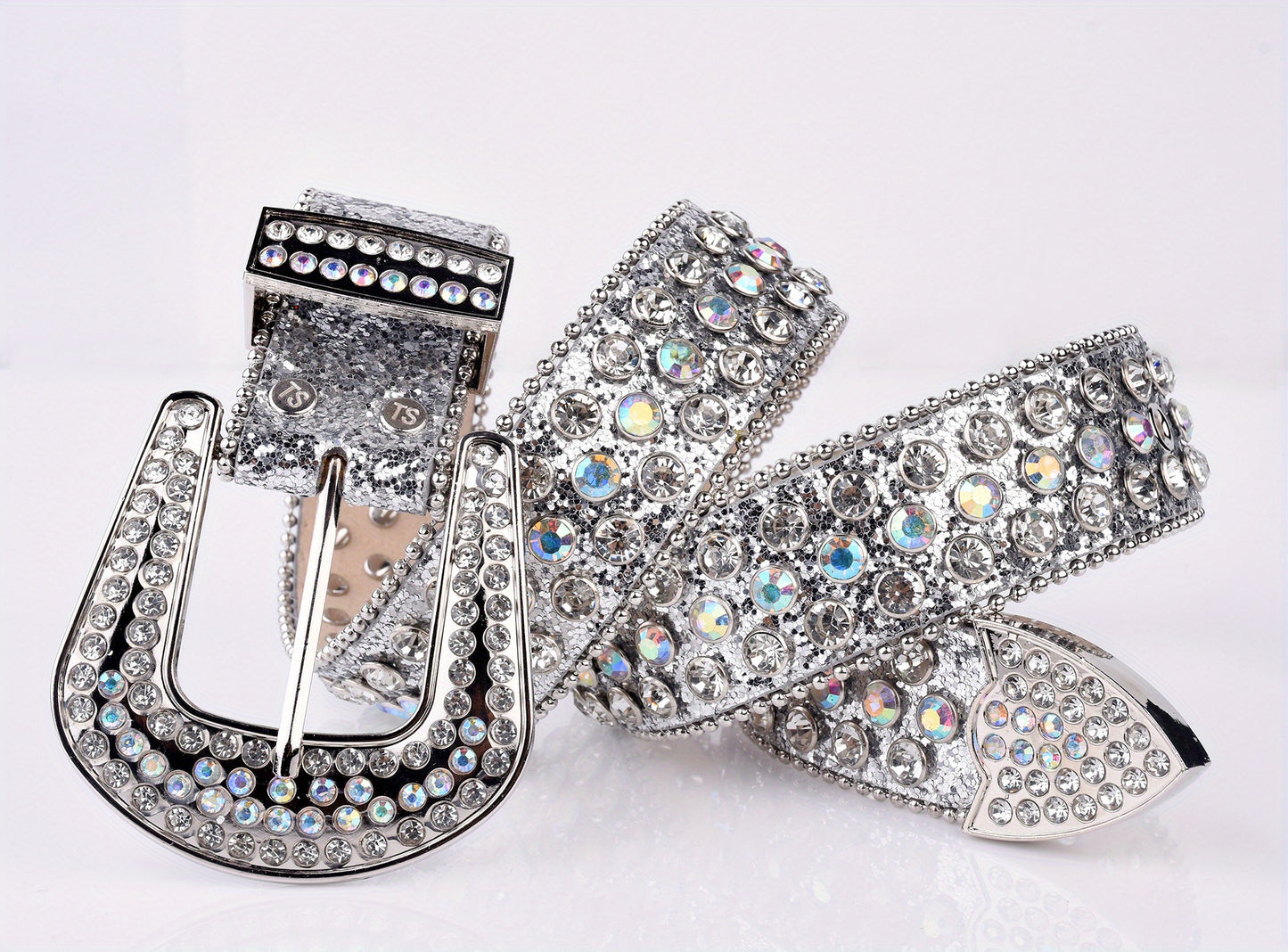 Plus Size Sparkling Y2K Rhinestone Belt - PU Leather Hip Hop Belt with Pin Buckle, Punk Cowgirl Style for Jeans, Pants, and Dresses, Perfect for Music Festivals, Beach, College, and Night Out Beauty Fashion