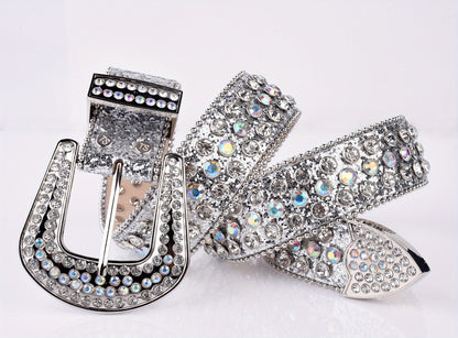 Plus Size Sparkling Y2K Rhinestone Belt - PU Leather Hip Hop Belt with Pin Buckle, Punk Cowgirl Style for Jeans, Pants, and Dresses, Perfect for Music Festivals, Beach, College, and Night Out Beauty Fashion