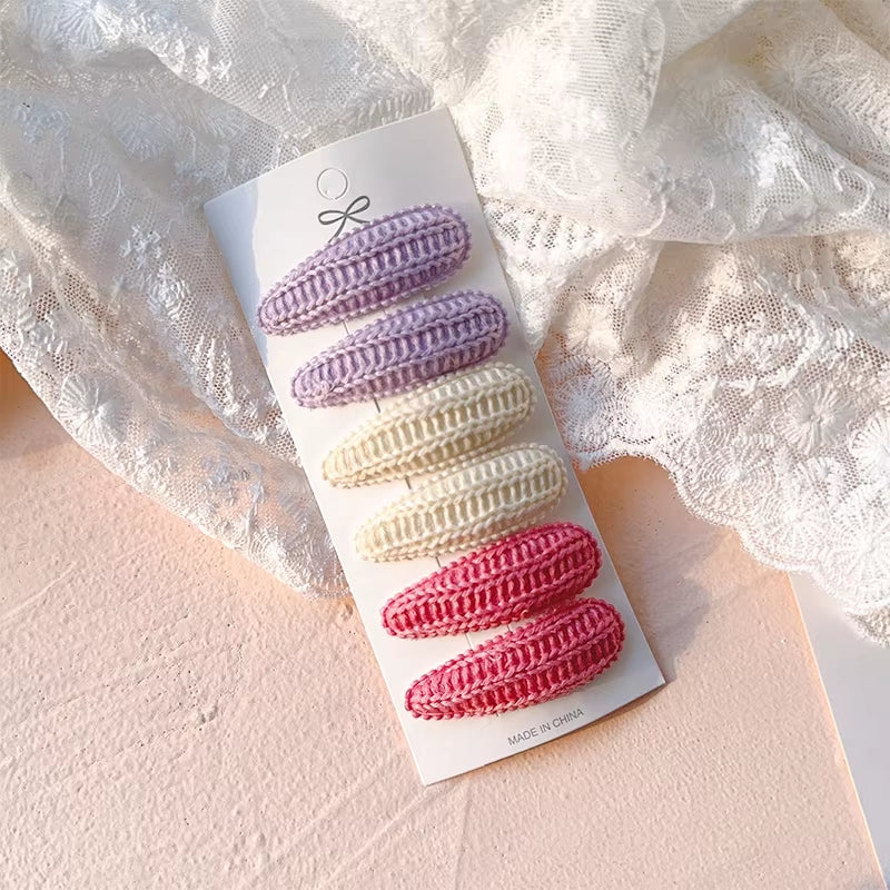 6Pcs/Set Fresh Print Cotton Alloy Hair Clips for Kids Fabric Plaid BB Hairpins Girl Hairgripe Headwear Baby Hair Accessories