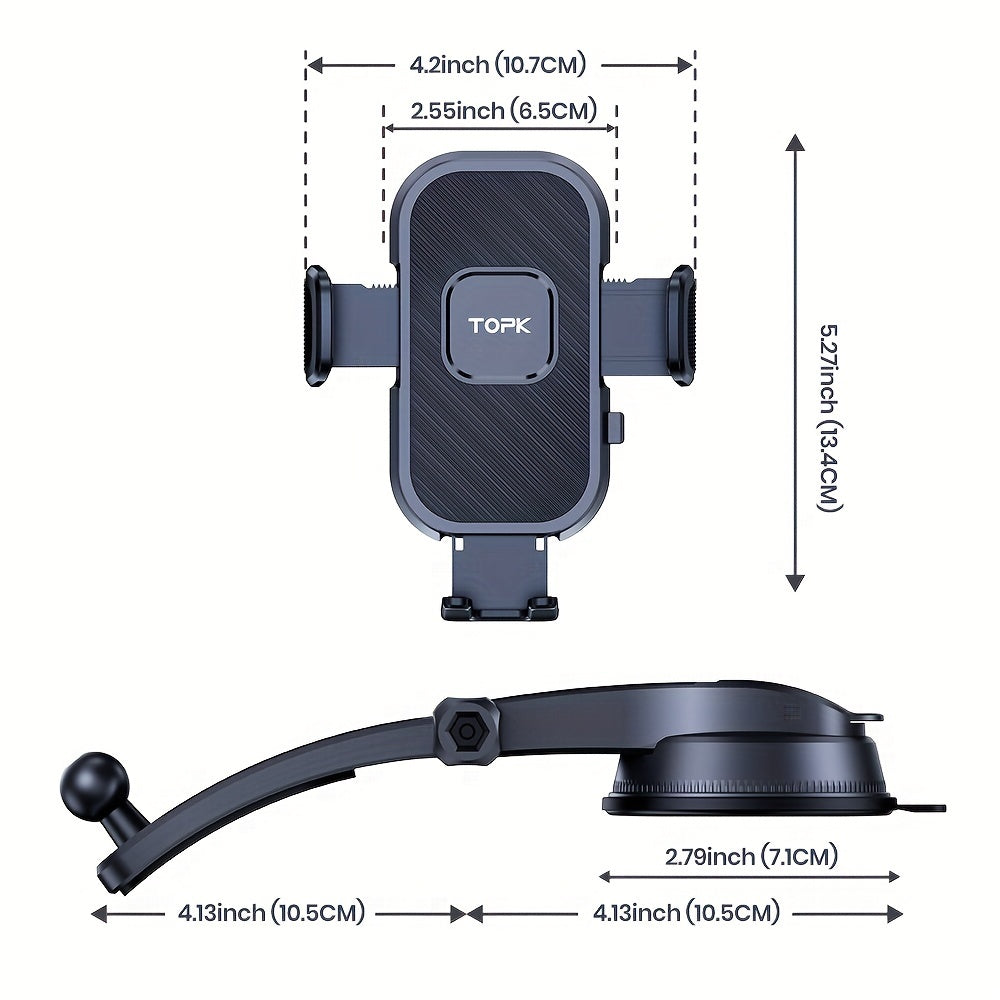D38-C Car Phone Holder Mount by TOPK, Enhanced Adjustable Cell Phone Holder for Car Dashboard, Works with All Phones in Both Horizontal And Vertical Positions Beauty Fashion