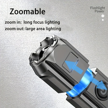 Baihuibri 1pc powerful variable focus flashlight, multifunctional portable household small flashlight, telescopic zoom light, rechargeable, suitable for outdoor lighting, work, exploration hiking Beauty Fashion
