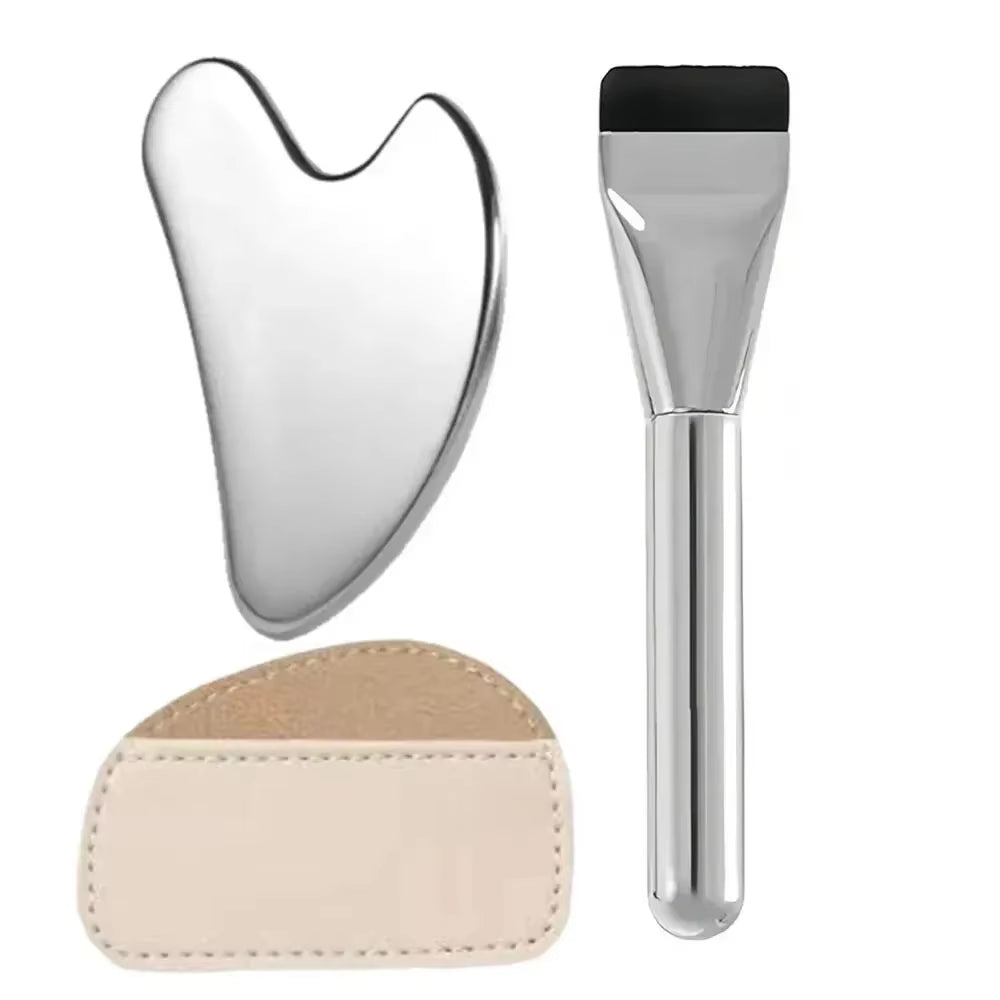Stainless Steel Makeup Spatula Mixing Stick Foundation Brush Set Eyeshadow Cream Pigment Mixing Tool Face Contour Brush Tool