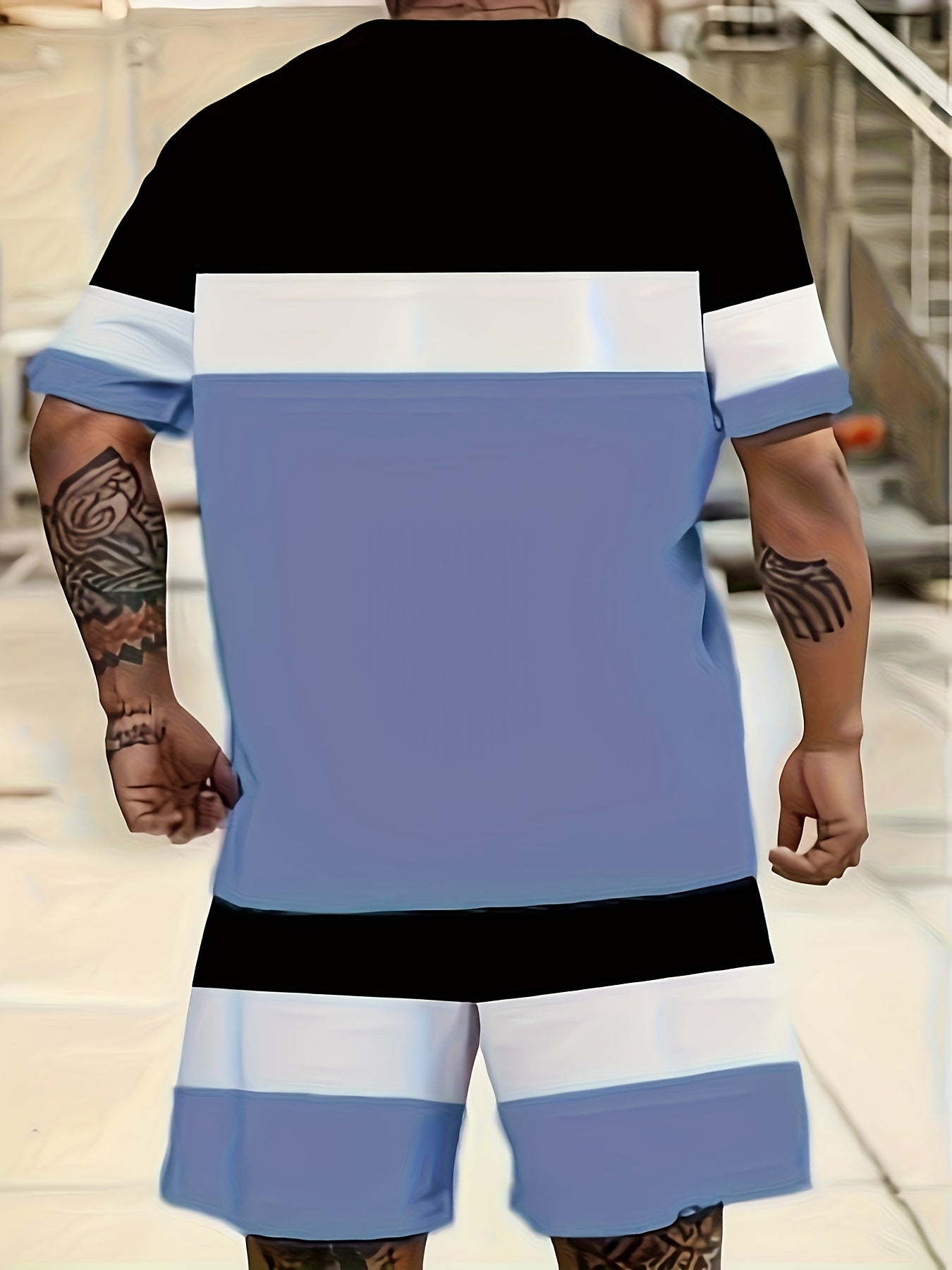 [Plus Size 3D Print Sport Set] Men's Plus Size 3D Digital Print Casual Sport T-Shirt and Shorts Set | Sweat-Resistant, All-Season, Regular Fit, Crew Neck, Slight Stretch Fabric | Suitable for Daily Wear, Outings, Sports, Camp