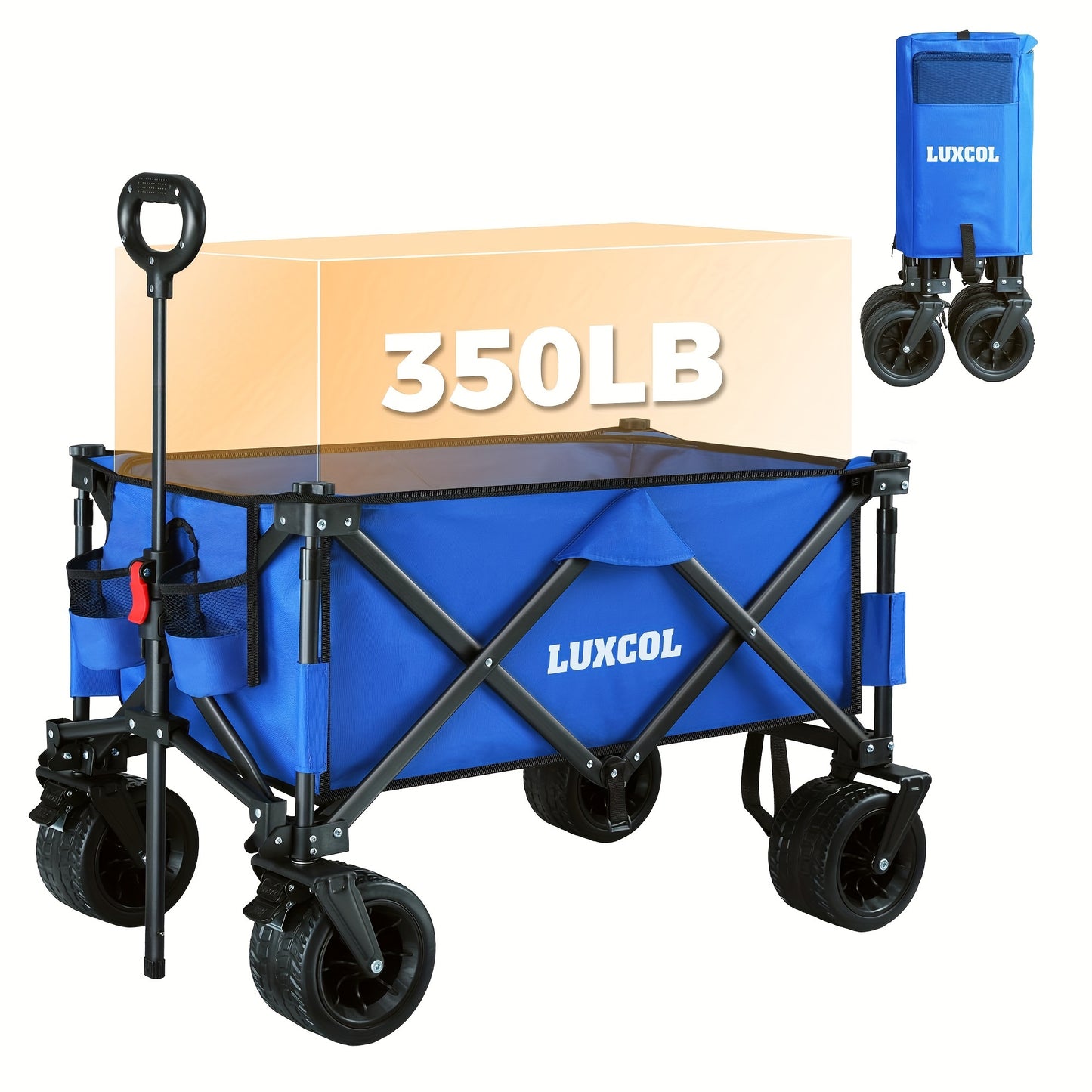 200LBS/230LBS Weight Wagon Cart Foldable, Collapsible Folding Wagon With All-Terrain Wheels & Adjustable Handle, Portable Heavy Duty 200LBS Weight Capacity For Grocery Shopping, Sport, Camping, Garden, Outdoor Use Beauty World Shop
