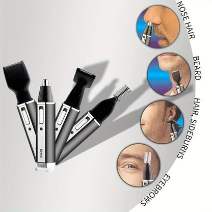 Kemei 4-in-1 Professional Rechargeable Nose, Ear, Hair Trimmer for Men | USB Charging, Nickel Battery, KM-6630 Beauty Fashion