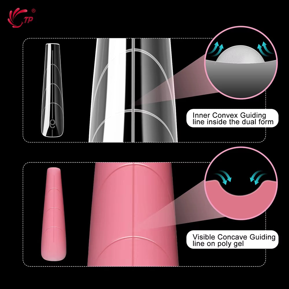 TP Reusable Nail Dual Forms Full Cover Quick Building Gel Mold Sets Acrylic Nails Extension System Manicure Tools 168/180Pcs