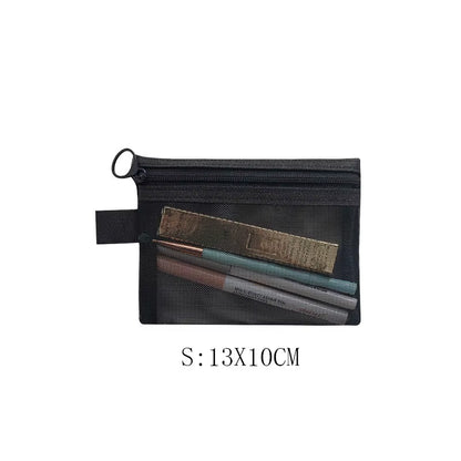Fashion Small Large Black Organizer Toiletry and Makeup Pouch Transparent Mesh Zipper Cosmetic Bag Women Necessary Organizer