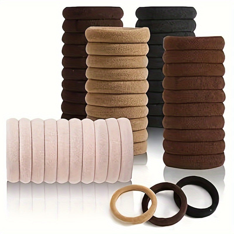 50pcs/100pcs Bulk Pack French-Style Thick Hair Ties for Women - High Elasticity Hair Loops, Thick Hair Friendly Hair Bands for Ponytails, Buns, Braids - Bulk Pack for Salon, Use, Parties (French Style Hair Bands) Beauty Fashion