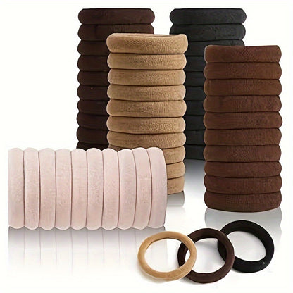 50pcs/100pcs Bulk Pack French-Style Thick Hair Ties for Women - High Elasticity Hair Loops, Thick Hair Friendly Hair Bands for Ponytails, Buns, Braids - Bulk Pack for Salon, Use, Parties (French Style Hair Bands) Beauty Fashion