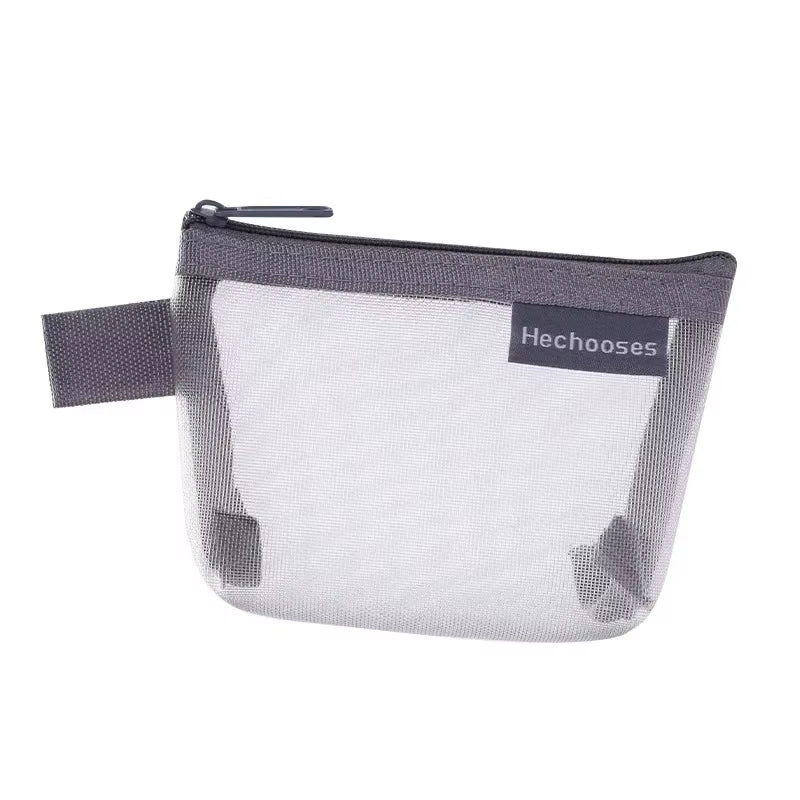 Mini Clear Nylon Mesh Cosmetic Bags Cute Women Small Lipstick Makeup Bags Pouch Data Line Key Earphone Organizer Case