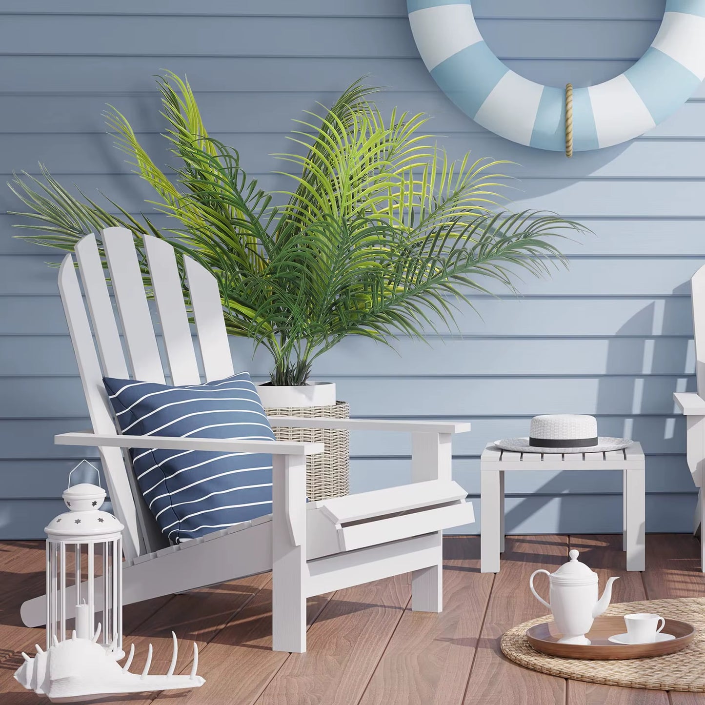 20.47In 9Leaves Artificial Tropical Plants Fake Palm Plant Branch Green Leaves for Home Garden Office Jungle Carnival Decoration