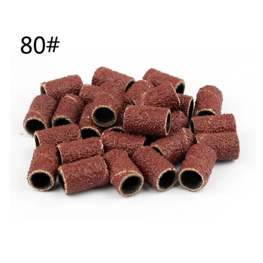 100Pcs/Pack Sanding Bands Grit File for Professional Manicure Pedicure Nail Electric Drill Machine Grinding Sand Ring Bit