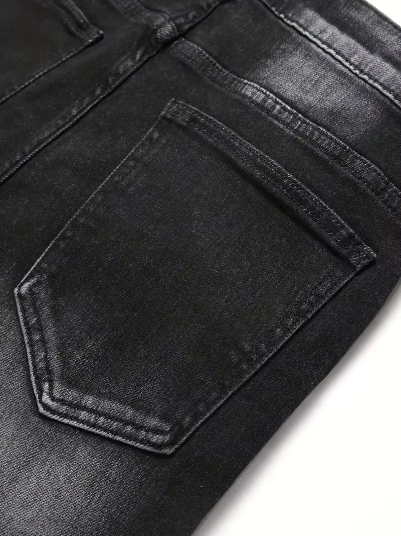 Men'S Stretchy Denim Jeans for Men Simple Slim Casual Straight Fashion Classic Pants Cargo Denim Jeans Solid Streetwear Trousers