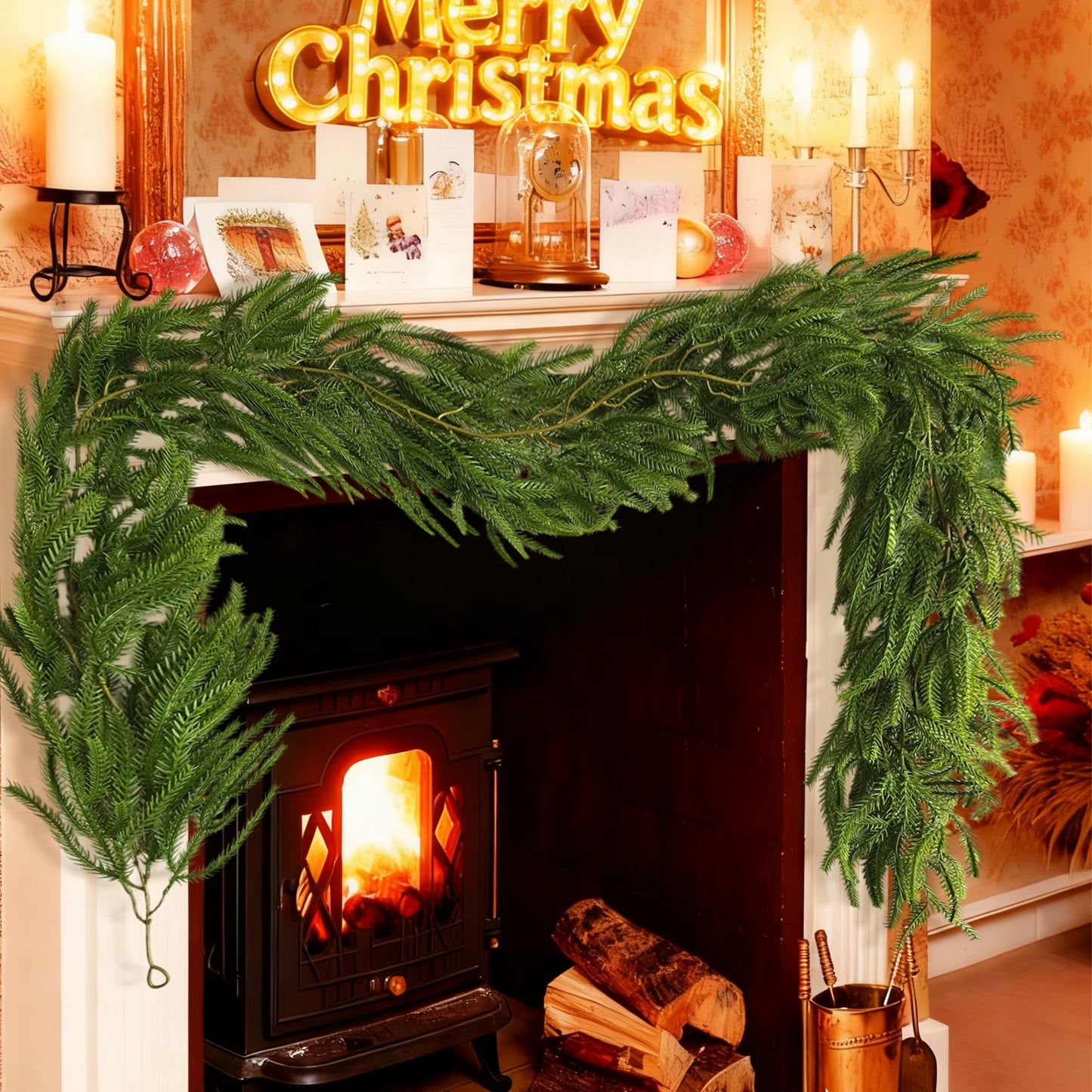 1.8/2M Artificial Christmas Wreath Norfolk Garland 2025 Christmas Decoration Artificial Plant Home Decor Room Decor Thanksgiving