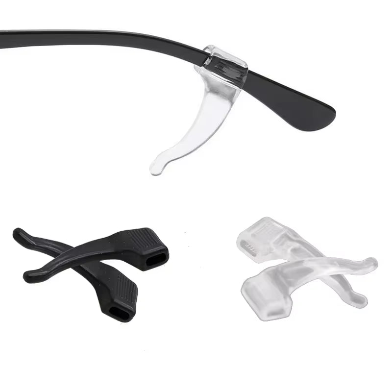 Silicone Anti-Slip Ear Hooks Holder for Glasses Black/Transparent Elastic Eyeglasses Retainer Holders Eyewear Accessories