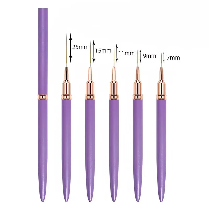 YIKOOLIN 5Pcs Nail Art Liner Brush Set UV Gel Nail Brushes Kits French Stripe Line Painting Drawing Flower Pen Manicure Tool