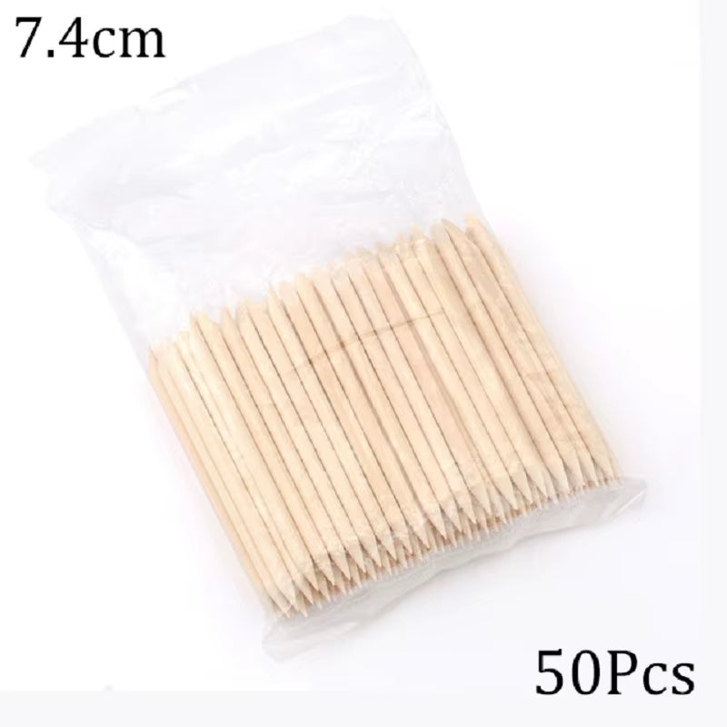 100/50Pcs Nail Art Pusher Orange Wood Sticks Cuticle Pusher Remover Rhinestones Dotting Removal Manicure Pedicure Care Tools