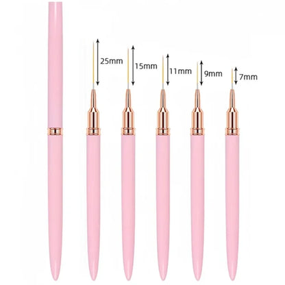 YIKOOLIN 5Pcs Nail Art Liner Brush Set UV Gel Nail Brushes Kits French Stripe Line Painting Drawing Flower Pen Manicure Tool