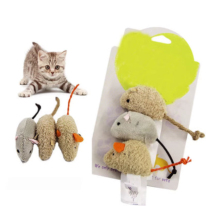 3Pcs/Set Funny Cat Toy Plush Simulation Mouse Toy Interactive Bite Resistance Plush Mouse Cat Scratch Mouse Toy for Kitten