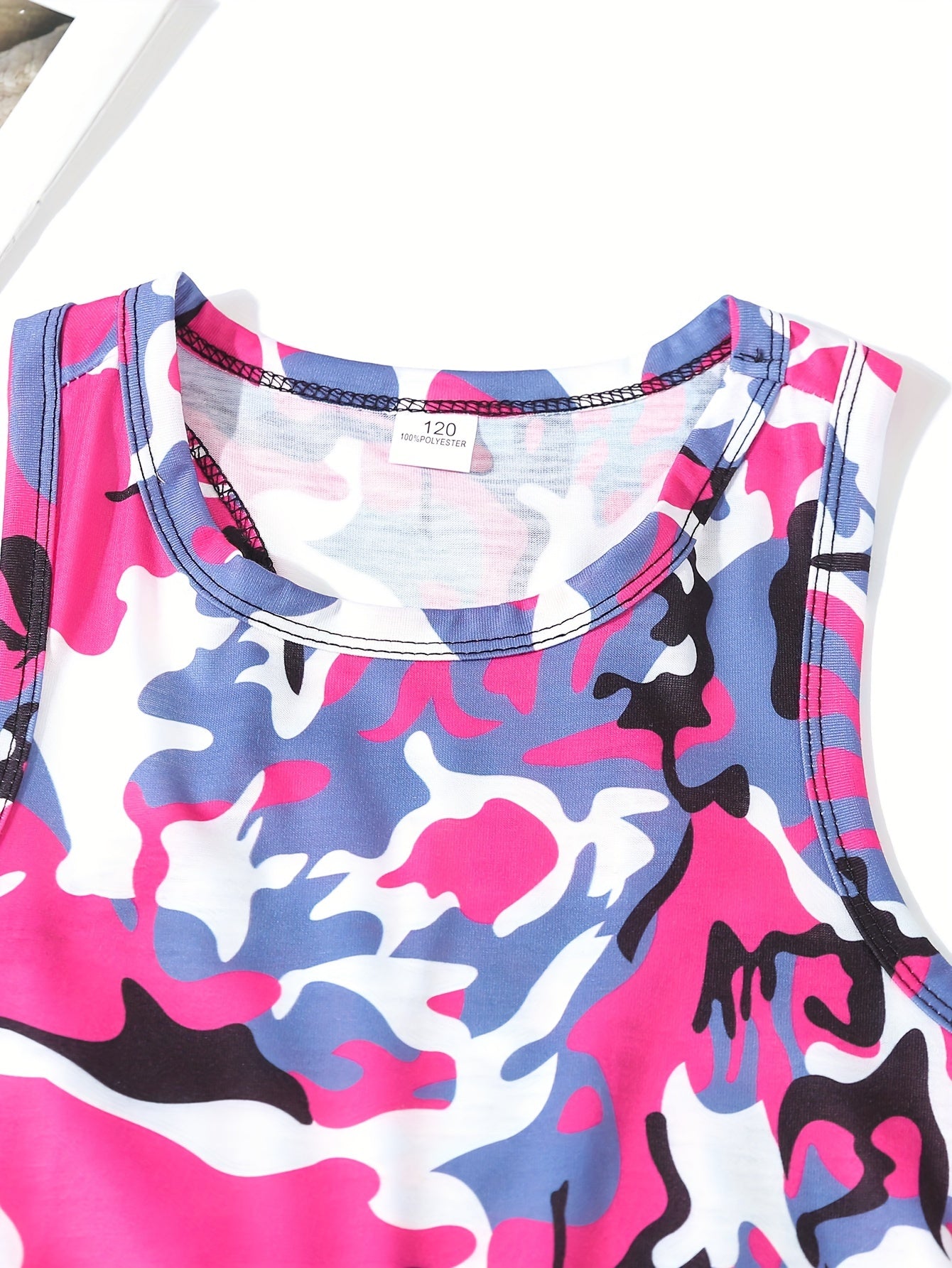 2sets/4pcs Letters Print Camouflage Sleeveless Vest Top + Pants Set For Girls - Versatile And Trendy Sport Set - Summer Wear - Perfect Gift for Active Girls