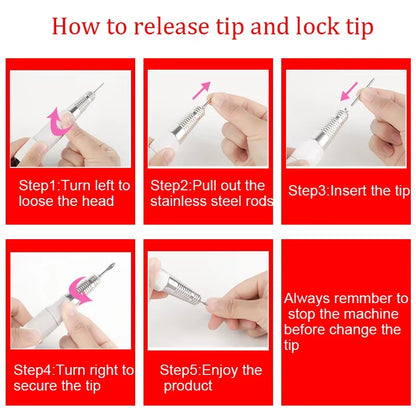 5 Pins PLUG Electric Nail Drill Machine Handle Handpiece Pedicure Replacement Pen Manicure Beauty Tool Accessory