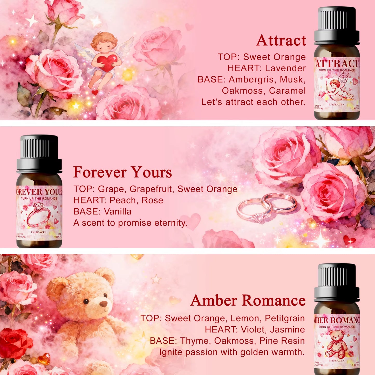 10Ml Forever Yours Essential Oil Candle Making Humidifier Long Lasting Sweet Fragrance Valentine’S Day Gift