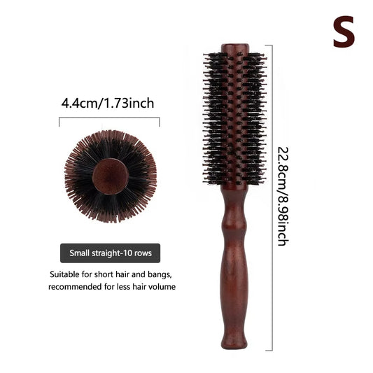 6 Style Wood Handle round Rolling Brush Straight Twill Hair Comb Boar Bristle round Barrel Hair Curling Brush Hairdressing Tool