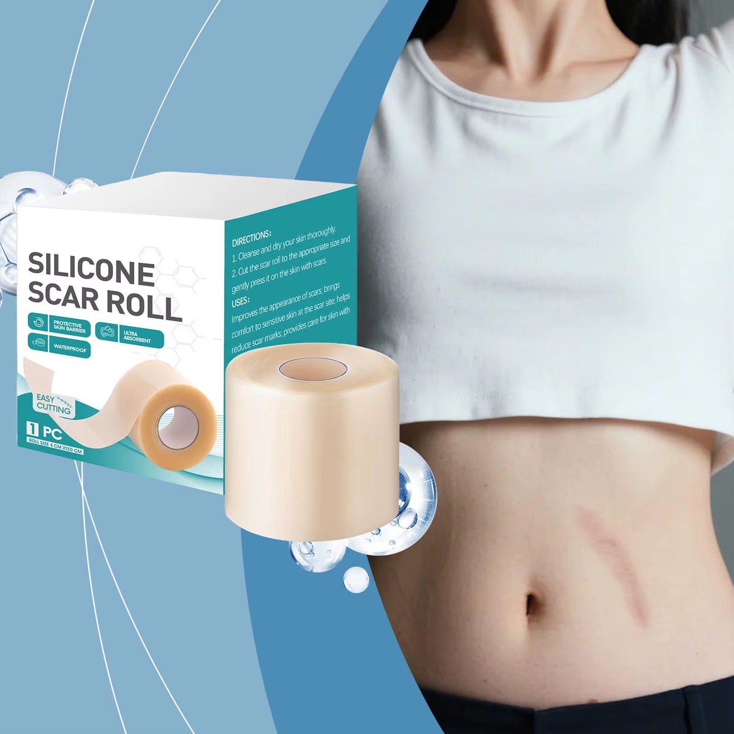 Reusable Invisible Silicone Scar Sheets Fast Healing Repair Strips Self-Adhesive Scar Cover Tape Effective Skin Care Strips