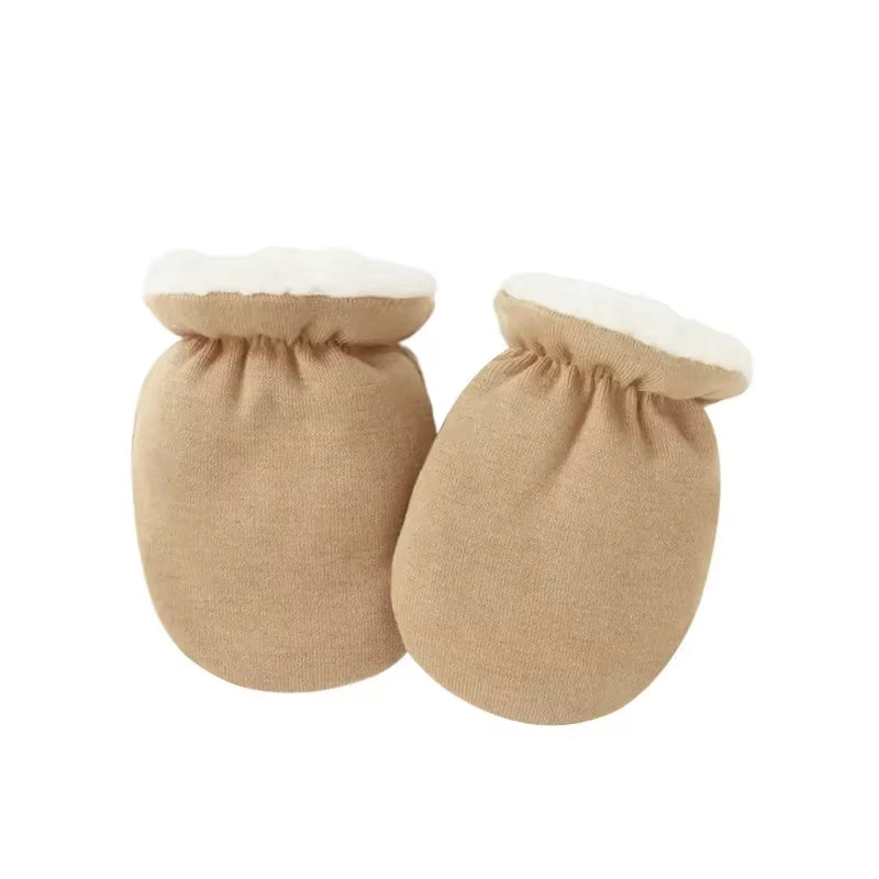 Warm Wool Newborn Mittens for Boy Girl Candy Solid Color Toddler Glove Autumn Winter Anti-Scratch Face Cashmere Baby Glove