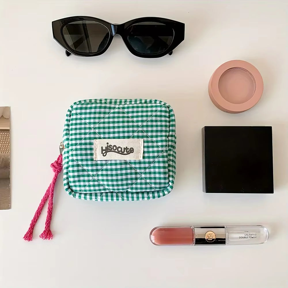 Korean Style Minimalist Cosmetic Pouch,Small Square Makeup Bag with Zipper, Portable Storage for Lipstick, Coin Purse for Women