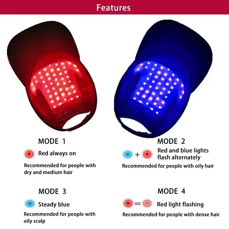 Red&Infrared Light Therapy Device for Hair Fast Growth Cap Red Light Therapy for Hair Loss Treatment with USB Charging Anti-Hair