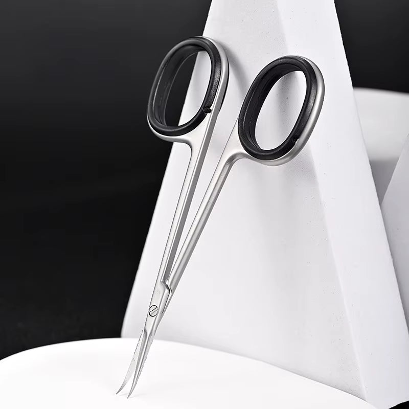 Professional Cuticle Scissors Manicure Scissors Nail Clippers Stainless Steel Extra Fine Curved Manicure Eyelashes Eyebrow Tools