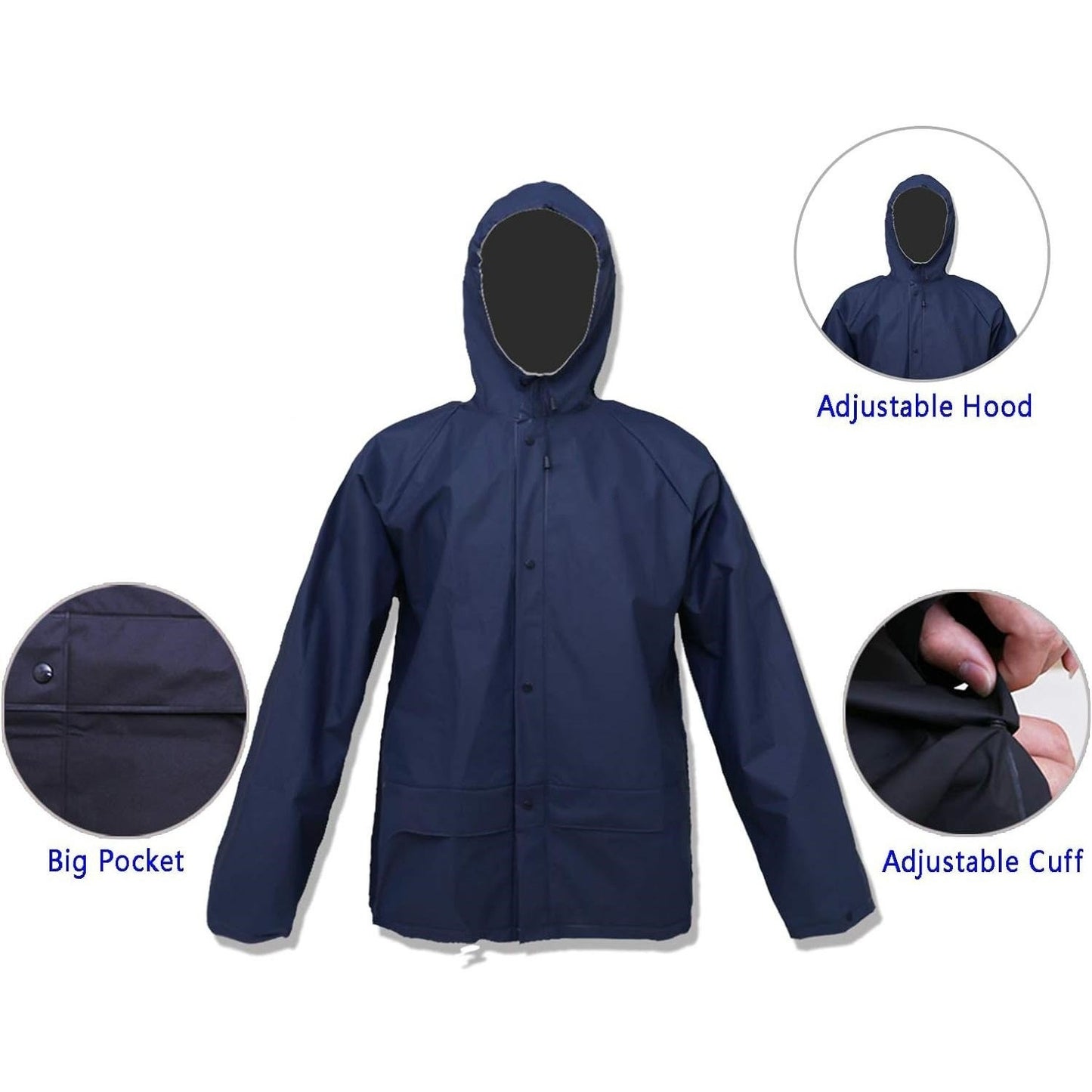Ultra-Lite Rain Coat with Pants for Men Women, Waterproof Rain Suit for Sport, Rain Suits Lightweight Rain Gear (Navy) Beauty World Shop