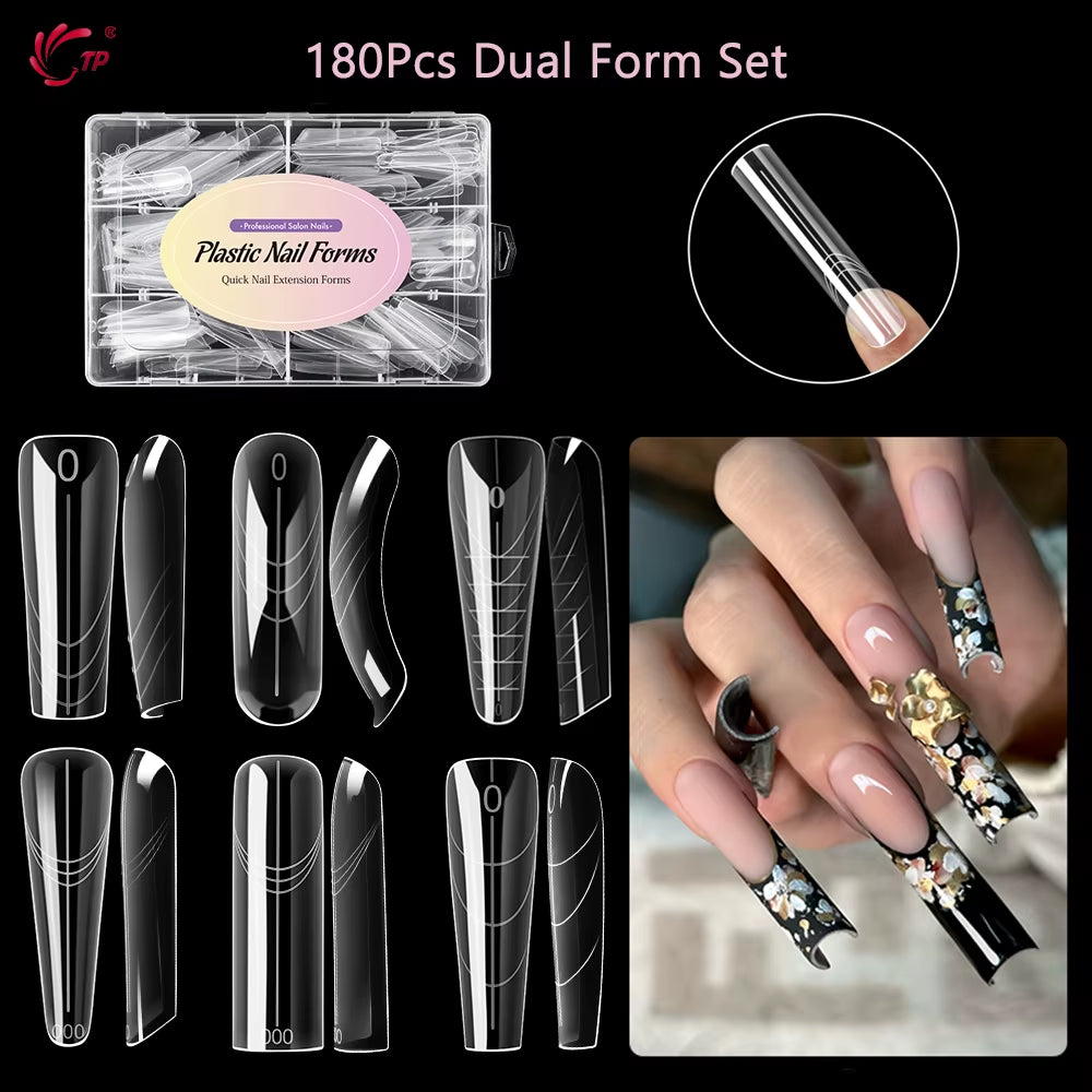 TP Reusable Nail Dual Forms Full Cover Quick Building Gel Mold Sets Acrylic Nails Extension System Manicure Tools 168/180Pcs